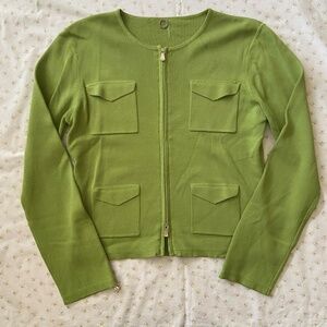 green pocketed zip up cardigan ✨